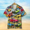 Custom Muscle Car Photo Hawaiian Shirt, Flower Field Pattern
