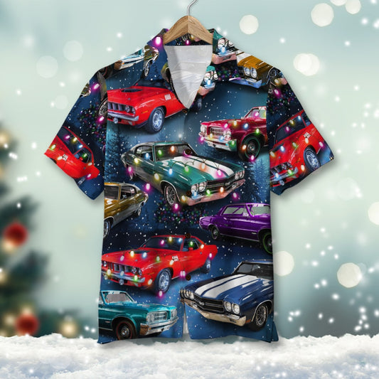 Bluejose Custom Christmas Muscle Car Hawaiian Shirt