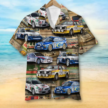 Custom Rallying Hawaiian Shirt, Racing Magazine Pattern