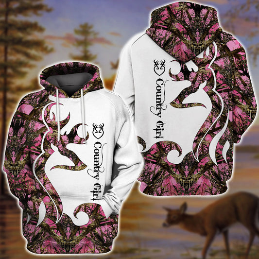 BlueJose Country Girl, Personalized Hunting All Over Shirt, Personalized 3D Hoodie For Hunting Lover