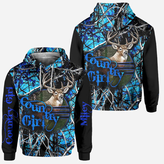 BlueJose Country Girl, Personalized Hunting All Over Shirt, Personalized 3D Hoodie For Hunting Lover