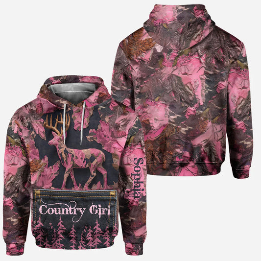 BlueJose Country Girl, Personalized Hunting All Over Shirt, Personalized 3D Hoodie For Hunting Lover