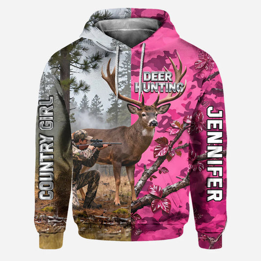 BlueJose Country Girl, Personalized Hunting All Over Shirt, Personalized 3D Hoodie For Hunting Lover