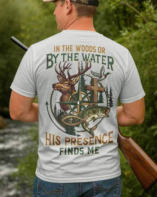 BlueJose In The Woods Or By The Water Shirt, Personalized Hunting 3D Shirt - Grey