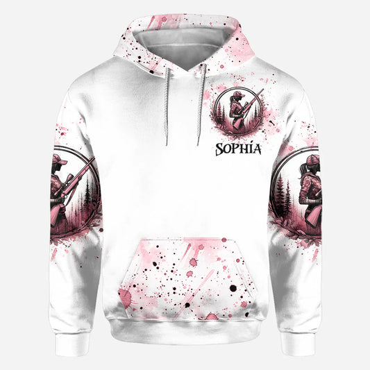 BlueJose Pretty in Pink, Personalized Hunting All Over Shirt, Personalized 3D Hoodie For Hunting Lover