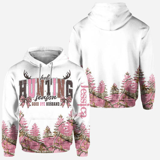 BlueJose Hunting Wife, Personalized Hunting All Over Shirt, Personalized 3D Hoodie For Hunting Lover