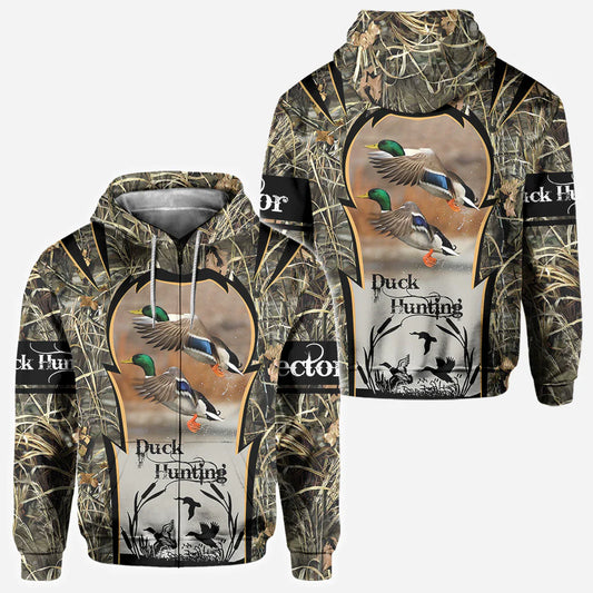 BlueJose Duck Hunting, Personalized Hunting All Over Shirt, Personalized 3D Hoodie For Hunting Lover