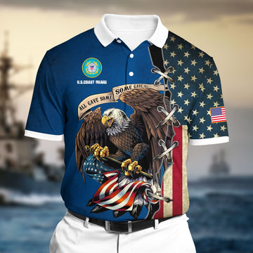 BlueJose Premium U.S Cost Guard Polo All Over Printed