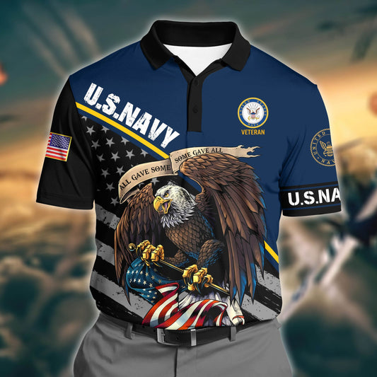 BlueJose Premium U.S Navy 3D Polo All Over Printed