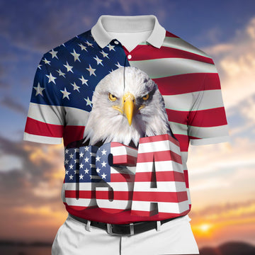BlueJose Premium Patriotic 3D Polo All Over Printed