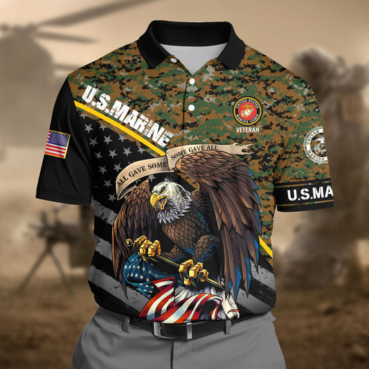 BlueJose Premium U.S Marine Camo 3D Polo All Over Printed