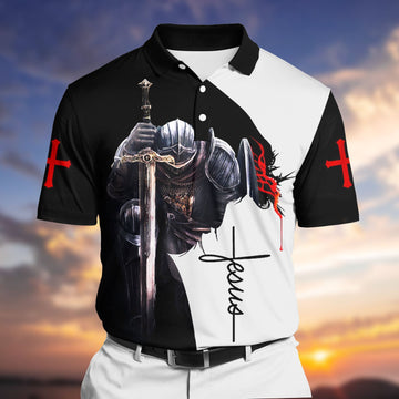 BlueJose Premium Jesus 1 3D Polo All Over Printed