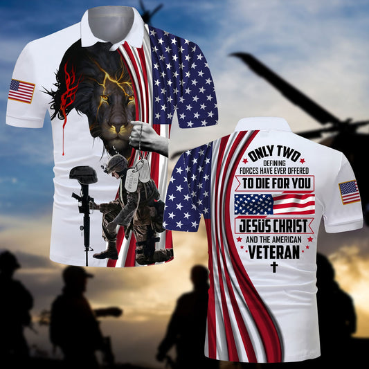 BlueJose Unique Jesus Christ And Veteran Polo Shirt