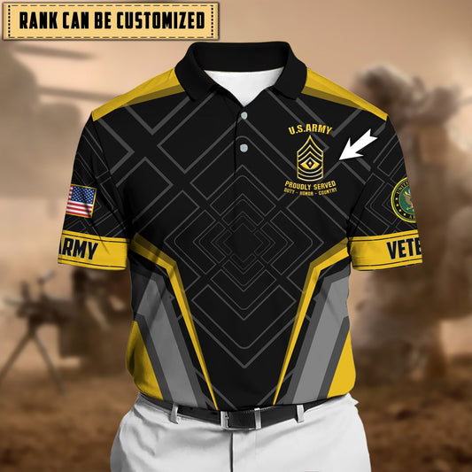 BlueJose Premium Personalised U.S Multiple Service Veteran Polo Shirt