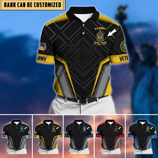 BlueJose Premium Personalised U.S Multiple Service Veteran Polo Shirt