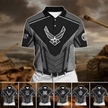 BlueJose Premium U.S Multiple Service Veteran Polo Shirt