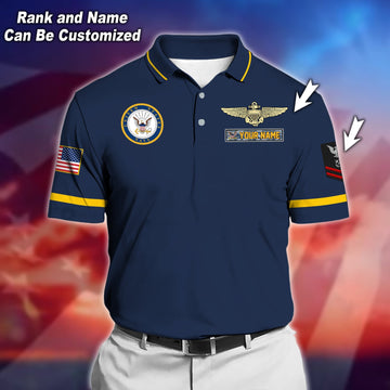 BlueJose Premium Personalised U.S Navy Veteran Polo Shirt