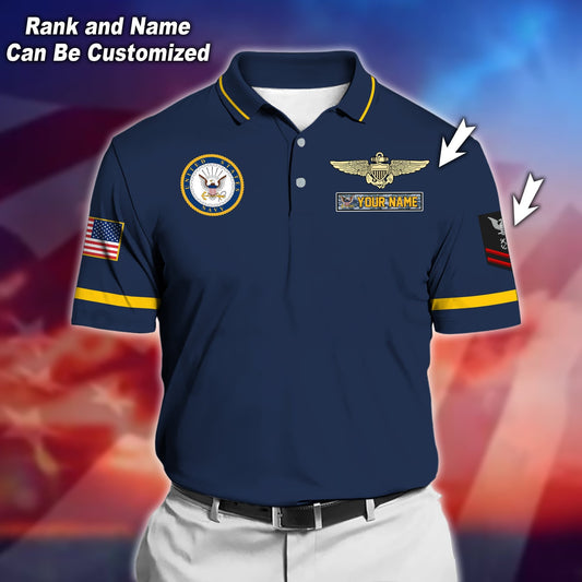 BlueJose Premium Personalised U.S Navy Veteran Polo Shirt