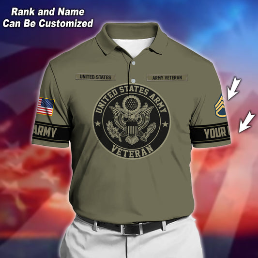 BlueJose Premium Personalised U.S Multiple Service Veteran Polo Shirt