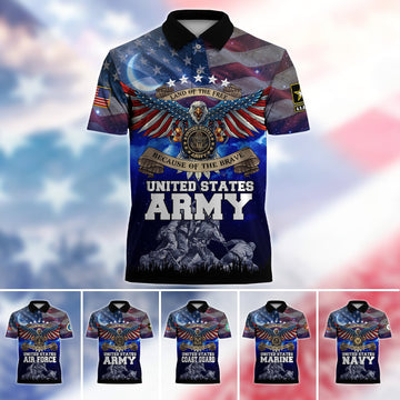 BlueJose Premium U.S Multiple Service Veteran Polo Shirt