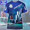 BlueJose Personalized 3D Blue Poker Shirt