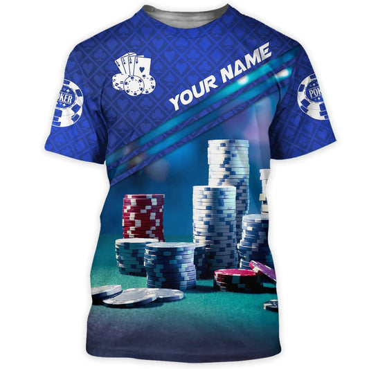 BlueJose Personalized 3D Blue Poker Shirt