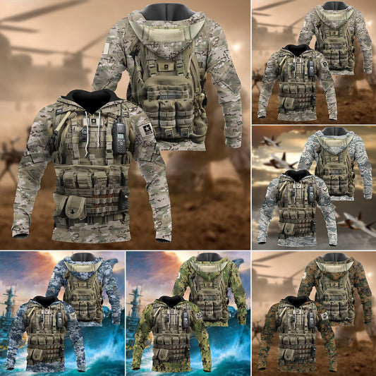 BlueJose Unique Multiple Service Veteran Hoodie