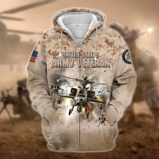 BlueJose Premium U.S. Army Veteran Zip Hoodie