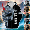 BlueJose Premium Multiple US Military Services Veteran Personalize Zip Hoodie