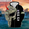 BlueJose Premium Multiple US Military Services Veteran Personalize Zip Hoodie