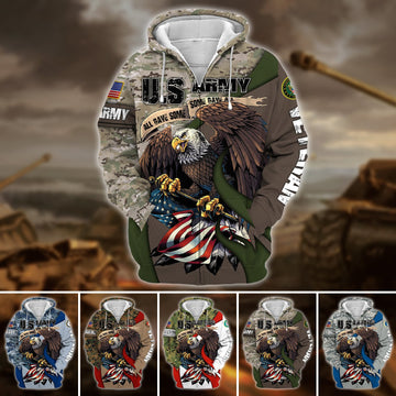 BlueJose Premium U.S Multiple Service Veteran Zip Hoodie