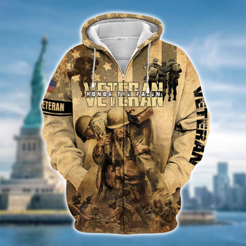 BlueJose Premium Honor The Falen Veteran Zip Hoodie