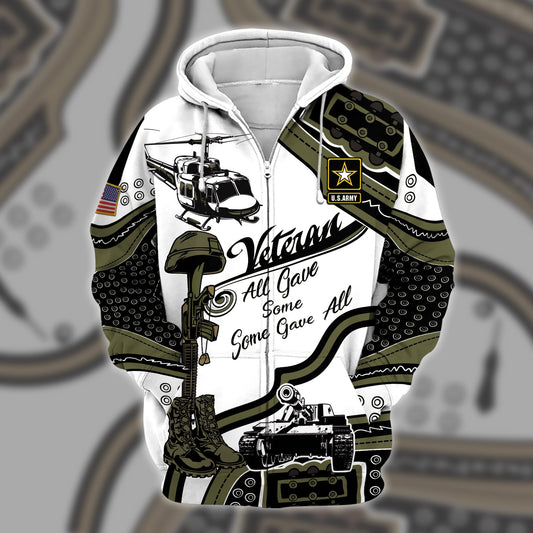 BlueJose Premium U.S Multiple Service Veteran Zip Hoodie