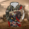 BlueJose Premium Camo Soldiers Multiservice US Veteran Zip Hoodie