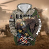 BlueJose Premium Camo Soldiers Multiservice US Veteran Zip Hoodie