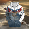 BlueJose Premium Multiple Services US Veteran Zip Hoodie