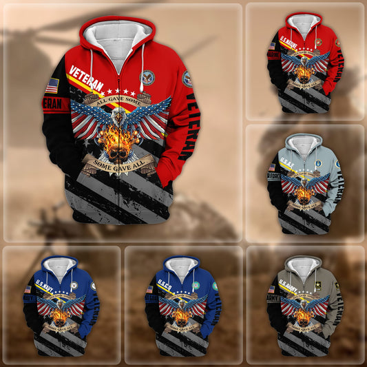 BlueJose Premium Eagle US Veteran Zip Hoodie