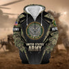 BlueJose Unique Camo Soldiers US Veteran Zip Hoodie