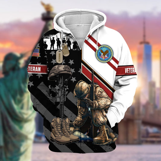 BlueJose Unique Honoring All Who Served US Veteran Zip Hoodie