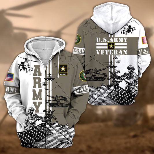 BlueJose Premium Proudly Served US Veteran Zip Hoodie