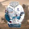 BlueJose Premium Proudly Served US Veteran Zip Hoodie