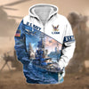 BlueJose Premium Proudly Served US Veteran Zip Hoodie