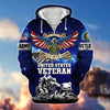 BlueJose Premium Land Of The Free Because Of The Brave US Veteran Zip Hoodie