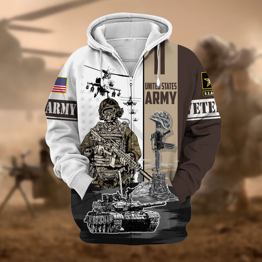 BlueJose Premium Honoring All Who Served US Veteran Zip Hoodie