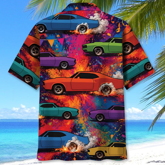Bluejose Colorful Muscles Car Vintage Art Hawaiian Shirt