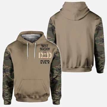 BlueJose Best Buckin' Dad, Personalized Hunting All Over Shirt, Personalized 3D Hoodie For Hunting Lover