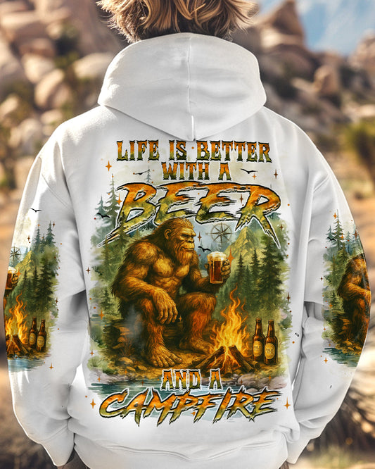 LIFE IS BETTER WITH A BEER AND A CAMPFIRE BIGFOOT ALL OVER PRINT - YHHN1009252