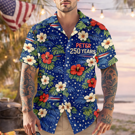 BlueJose Custom Name 250 Years Semiquincentennial Eagles Tropical Hawaii Shirt