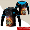 BlueJose Flaming Dartboards Personalized Name, Team Name Hoodie
