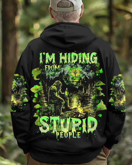 I'M HIDING FROM STUPID PEOPLE BIGFOOT ALL OVER PRINT - TLNT2802251